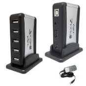 【Fujiei】擴充高手7 Port 直立式 USB HUB(附台灣製2A變壓器)