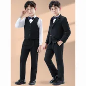 ✨小陽光✨兒童西服套裝男童禮服花童小西裝三件套鋼琴主持人西裝外套演出服男童秋季西裝 兒童禮服 男童歲演禮服 週歲西裝