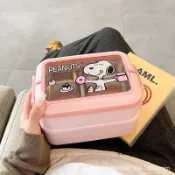 儀飾感！ ~史努比不鏽鋼雙層餐盒雙層保溫飯盒304不鏽鋼上班族便攜提手雙層學生餐盒水果收納便當盒