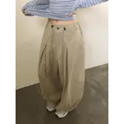 Codibook｜韓國 ondeed 輕鬆舒適綁帶開衩打褶棉質寬褲［預購］長褲 哈倫褲 女裝