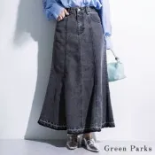 〈Green Parks〉直條拼接剪裁牛仔魚尾長裙