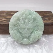 冰綠鐲心雙面精雕九龍牌 | 天然緬甸玉A貨翡翠