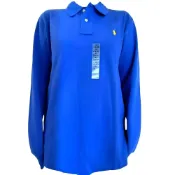 (店+)【RALPH LAUREN】青年款 刺繡小馬 薄款長T POLO衫  寶藍色 (POLO polo RL rl Ralph Lauren 女生可穿)