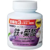 (店+)【ORIHIRO】【日本直送】 MOST 咀嚼式鐵＋葉酸 180粒 90日份 鐵10mg＋葉酸200μg 維他命B6 B12 C 梅子風味
