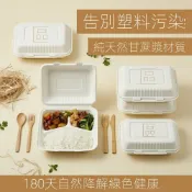 寶樟通訊24H出貨 打包盒*1入 可降解快餐 外送便當盒/鎖盒 紙類餐盤 甘蔗漿材料 食品級 可食用餐盒 美式漢堡盒/蛋糕盒/收納飯盒