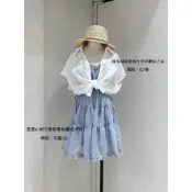 💖現貨💖 透透小格子細肩帶抽繩短洋裝 無袖背心 吊帶洋裝 通勤上班 百搭洋裝 約會穿搭 日常洋裝 韓系 渡假 清新唯美