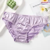 VALENTINE緞面真絲內褲,低腰薄荷葉邊三角褲,簡單女性內衣內褲透氣女式內褲女士