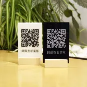 壓克力二維碼掃描查看帶木架的菜單標牌、壓克力標牌、二維碼