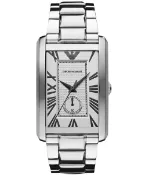 大高雄鐘錶城 EMPORIO ARMANI 亞曼尼 AR1607羅馬薄方小秒針時尚腕錶/白面42*30mm｜樂天領券現折★全館特惠中★指定刷卡回饋10%