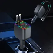 【STAGWAY】汽車藍牙MP3音樂播放器 車載FM發射器 點煙孔四合一車充 車用數顯USB快充充電器 電流過充保護