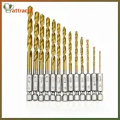 ATTACT 13 件碳化鎢麻花鑽頭電動工具 HSS 鈦塗層鑽頭 TW