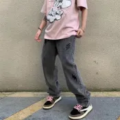 牛仔褲 潮褲 長褲 復古單寧褲 休閒褲 寬褲 闊腿寬鬆休閒長褲港風文藝青年百搭街頭韓版潮流男直筒褲子（GY9059）