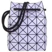 ISSEY MIYAKE 三宅一生 BAOBAO 淺紫色三角格6x6拉繩肩背/斜背小型水桶包