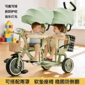 雙人兒童三輪腳踏車可坐人 基甸品牌發泡輪童車二胎適用