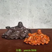 【桃園出貨】黑檀木 雕刻元寶彌勒佛 和氣生財 大肚佛桌面擺件車載裝飾木質 工藝品