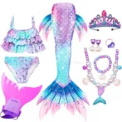 【色彩鮮豔】美人魚尾巴  兒童泳衣  公泳 寶寶美人魚服裝  女童  分體  人主女孩人魚尾巴
