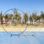 婚慶道具鐵藝單桿圓環架子戶外婚禮氣球派對圓形拱門場景布置路引 圓形拱門支架 拱門架子