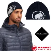 【MAMMUT 長毛象】超輕彈性雙層針織保暖羊毛帽 Tweak Beanie 毛線帽 抗風遮耳帽 海洋藍 01352