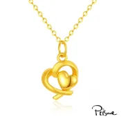 【Prisme Gold】黃金心心相印 999純金黃金墜項鍊 附贈鈦鍍金項鍊  (金重：約0.1錢±0.01)