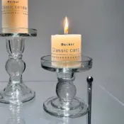 蠟燭底座  燭檯 蠟燭容器 蠟燭杯 底座 玻璃裝飾 ins羅馬柱玻璃透明水晶複古擺件裝飾品浪漫燭光晚餐拍照道具