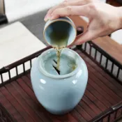 協貿國際日用品生活8館 晟窯茶渣缸陶瓷家用復古汝窯水缽型茶渣桶茶洗水盂茶水缸茶道配件