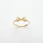 天然鑽石純 14K 金小蝴蝶結戒指 | 疊搭混搭 客製手工