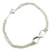 【Tiffany&Co. 蒂芙尼】925純銀-Infinity 無限墜飾雙鍊式手鍊