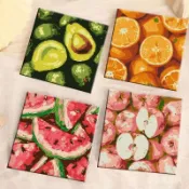 數字油畫搬運工🎨數字油畫客製化多巴胺水果diy數字油畵治癒係填色手繪小尺寸丙烯油彩畵解壓新手可開發票
