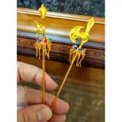 【靜福緣】精品金屬製『3寸6神尊拿 日月斧戟（聖）』神明持拿 千里眼順風耳將軍手持柳絲斧戟斧極千順將軍神明法器兵器