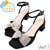 Ann’S黑蝴蝶結-低跟粗跟涼鞋4.5cm-黑