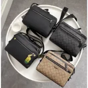 美國代購COACH 男士雙層相機包 單肩斜挎包 經典時尚百搭 男款 雙層拉鍊 側背包方包 男包 情人節