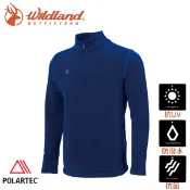 【Wildland 荒野 男 Polartec PSP彈性功能衣《中藍》】P2606/半領襟/運動衣/休閒衫//悠遊山水