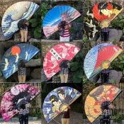 《商城金選🚀》超大日式掛扇中國風網紅掛墻裝飾折扇客廳日本侍女櫻花扇子中式 KNPX