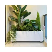 (店+)戶外可移動種植箱 方形隔斷圍欄鐵藝花槽花盆 室外陽臺庭院花箱 多肉植物 接水盤 多肉盆  長盆 長方