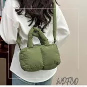 (店+)WDF.CO現貨│2025新款MINI韓國小吐司托特包│6色防潑水小方塊包│單肩斜背空氣包 │有拉鍊｜通勤包｜雲朵包