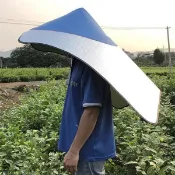 隔熱尖頂斗笠帽披風一體防雨插秧採茶摘茉莉花下地幹農活神器384M