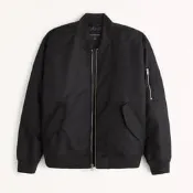 A&F 男生薄鋪棉硬挺飛行員夾克外套 黑色 abercrombie fitch af BUYSOME J1214