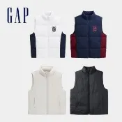 【GAP】男裝 Logo印花立領羽絨背心外套-多款任選(791877&791878)