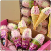 【💖熱賣中】冰淇淋棉花糖 冰激淩棉花糖 甜筒雪糕 糖果網紅零食糖果 兒童禮物 糖果 棉花糖脆筒 創意甜筒棉花糖 棉花糖
