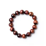 【馥瑰馨盛】14MM紳士紅虎眼圓珠手鍊l五行水晶桃花飾品(含開光加持)