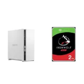 (店+)【QNAP 威聯通】〈自MO價〉TS-233 NAS伺服器+Seagate 那嘶狼 2TB NAS硬碟(X2)