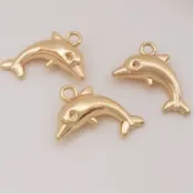 宏雲Hongyun-Ala-14K包真金色保色吊飾海豚吊墜手工diy手鏈腳鏈首飾品掛件手作材料
