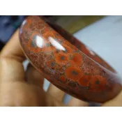 天然優天眼珠紅魚卵海洋碧玉厚寬版手鐲→E111