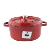 (店+)史大伯 圓形鑄鐵鍋 24cm 3.7L 櫻桃紅 法國製 平輸品{電磁爐 IH爐}湯鍋 燉鍋 炒鍋