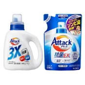 (店+)【Kao 花王】日本 Attack 3X 三效洗衣精 室內乾燥 本體 880g 洗衣精 消臭 抗菌 洗淨 補充包 690g