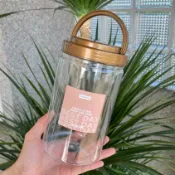 【快速出貨】台灣製PET 1000ml 手提透明塑膠罐 儲物罐/餅乾罐/醬菜罐/醃製物/廣口瓶-FFFF36