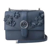 【Michael Kors】立體小花綴飾鍊帶肩背包(海軍藍)