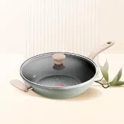 【Tefal 特福】抹茶時光系列30CM不沾鍋炒鍋-加蓋(IH爐可用鍋)