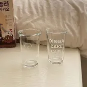 ✨桃園出貨☜限時特惠✨韓國ins博主同款法文字母玻璃杯牛奶杯咖啡拿鐵簡約耐高溫送吸管