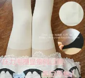 協貿國際日用品生活12館 兔醬家】軟妹 微壓力毛圈保暖 顯瘦 黑白兩色入 假過膝襪連褲襪